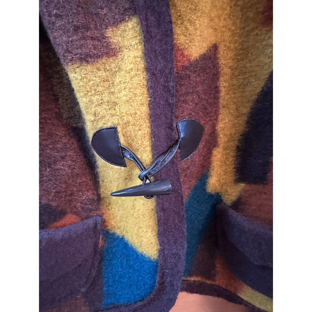 V278, INSIGHT Women’s FELTED Brown Yellow Red WOOL Blend Cardigan Size 12 - Picture 3 of 11